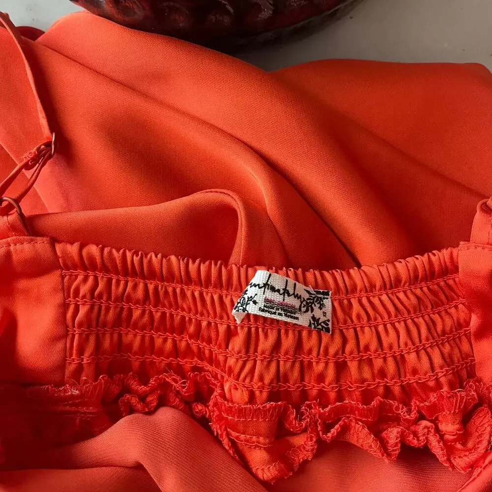 Free People Intimately Free Orange Slip Mini Dress Y2K 90s XS